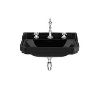 Lavabo Mural Porcelana con Tres Orificios para Grifería Carmen 65x48x22cm Negro Roca