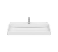 Lavabo Mural Rectangular Orificio para Grifería Porcelana Blanca Mate 100x43x15cm Roca