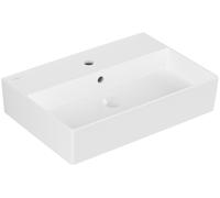 Lavabo mural Villeroy & Boch Memento 2.0, 1 agujero para grifo, con rebosadero, pulido, 600x420mm, 4A226GRW, Color: Blanco Piedra CerámicaPlus