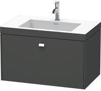 Lavabo para muebles Duravit Brioso c-bonded con base mural 80,0x48,0 cm, 1 cajón, sin rebosadero, con banco para grifos, sin grifo, BR4601N1073, Color: Ticino decorado en madera de cerezo, mango croma