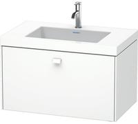 Lavabo para muebles Duravit Brioso c-bonded con base mural 80,0x48,0 cm, 1 cajón, sin rebosadero, con banco para grifos, 1 agujero para grifos, BR4601O1073, Color: Ticino decorado en madera de cerezo,