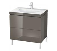 Lavabo para muebles Duravit L-Cube c-bonded con base, colgado de pared, 100x48 cm, 1 extraíble, sin rebosadero, 3 agujeros para grifos, LC6918T8989, Color: Laca de color gris franela de alto brillo