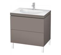 Lavabo para muebles Duravit L-Cube c-bonded con base, colgado en la pared, 120x48 cm, 1 extraíble, sin rebosadero, 3 agujeros para grifos, LC6919T4343, Color: Decoración Basalto Mate