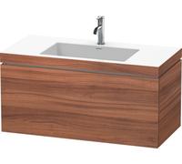 Lavabo para muebles Duravit L-Cube c-bonded con base, colgante, 100x48 cm, 1 extraíble, sin rebosadero, 1 agujero para grifo, LC6918O7979, Color: Nogal natural decorado