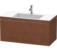 Lavabo para muebles Duravit L-Cube c-bonded con base, colgante, 100x48 cm, 1 extraíble, sin rebosadero, 1 agujero para grifo, LC6918O1313, Color: Chapa de madera auténtica de nogal americano