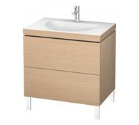 Lavabo para muebles Duravit L-Cube c-bonded con base, colgante, 120x48 cm, 1 cajón, sin rebosadero, sin agujero para grifo, LC6919N1212, Color: Roble cepillado Chapa de madera auténtica