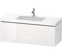 Lavabo para muebles Duravit L-Cube c-bonded con base, colgante, 120x48 cm, 1 cajón, sin rebosadero, sin agujero para grifo, LC6919N6969, Color: Nogal cepillado Chapa de madera auténtica
