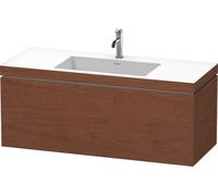 Lavabo para muebles Duravit L-Cube c-bonded con base, colgante, 120x48 cm, 1 extraíble, sin rebosadero, 1 agujero para grifo, LC6919O1313, Color: Chapa de madera auténtica de nogal americano