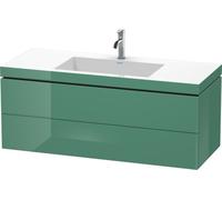 Lavabo para muebles Duravit L-Cube c-bonded con base, colgante, 120x48 cm, 2 cajones, sin rebosadero, 1 agujero para grifo, LC6929O0303, Color: Jade laca alto brillo