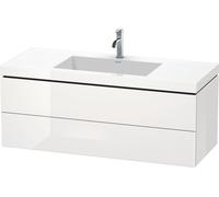 Lavabo para muebles Duravit L-Cube c-bonded con base, colgante, 120x48 cm, 2 cajones, sin rebosadero, 1 agujero para grifo, LC6929O8585, Color: Laca blanca de alto brillo
