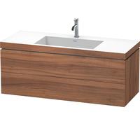 Lavabo para muebles Duravit L-Cube c-bonded con base, colgante, 120x48 cm, 2 cajones, sin rebosadero, 1 agujero para grifo, LC6929O7979, Color: Nogal natural decorado