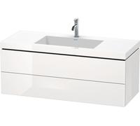 Lavabo para muebles Duravit L-Cube c-bonded con base, colgante, 120x48 cm, 2 cajones, sin rebosadero, sin agujero para grifo, LC6929N9090, Color: Flanela Gris seda lacado mate