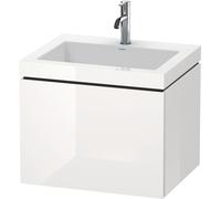Lavabo para muebles Duravit L-Cube c-bonded con base, colgante, 60x48 cm, 1 cajón, sin rebosadero, sin agujero para grifo, LC6916N7171, Color: Roble mediterráneo Chapa de madera auténtica