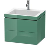 Lavabo para muebles Duravit L-Cube c-bonded con base, colgante, 60x48 cm, 2 cajones, sin rebosadero, 1 agujero para grifo, LC6926O0303, Color: Jade laca alto brillo