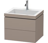 Lavabo para muebles Duravit L-Cube c-bonded con base, colgante, 60x48 cm, 2 cajones, sin rebosadero, 1 agujero para grifo, LC6926O4343, Color: Decoración Basalto Mate