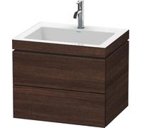 Lavabo para muebles Duravit L-Cube c-bonded con base, colgante, 60x48 cm, 2 cajones, sin rebosadero, 1 agujero para grifo, LC6926O5353, Color: Decoración Castaño Oscuro