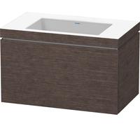 Lavabo para muebles Duravit L-Cube c-bonded con base, colgante, 80x48 cm, 1 cajón, sin rebosadero, sin agujero para grifo, LC6917N7272, Color: roble oscuro cepillado chapa de madera auténtica