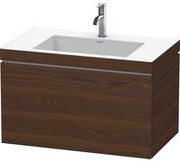 Lavabo para muebles Duravit L-Cube c-bonded con base, colgante, 80x48 cm, 1 extraíble, sin rebosadero, 1 agujero para grifo, LC6917O6969, Color: Nogal cepillado Chapa de madera auténtica