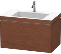 Lavabo para muebles Duravit L-Cube c-bonded con base, colgante, 80x48 cm, 1 extraíble, sin rebosadero, 1 agujero para grifo, LC6917O1313, Color: Chapa de madera auténtica de nogal americano