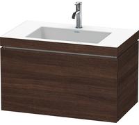 Lavabo para muebles Duravit L-Cube c-bonded con base, colgante, 80x48 cm, 1 extraíble, sin rebosadero, 1 agujero para grifo, LC6917O5353, Color: Decoración Castaño Oscuro