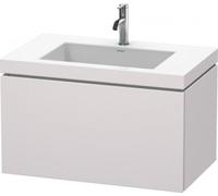 Lavabo para muebles Duravit L-Cube c-bonded con base, colgante, 80x48 cm, 1 extraíble, sin rebosadero, 3 agujeros para grifos, LC6917T8787, Color: Blanco Lila Seda Laca mate