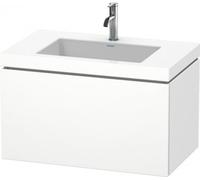 Lavabo para muebles Duravit L-Cube c-bonded con base, colgante, 80x48 cm, 1 extraíble, sin rebosadero, 3 agujeros para grifos, LC6917T1111, Color: roble cachemir chapa de madera auténtica