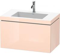 Lavabo para muebles Duravit L-Cube c-bonded con base, colgante, 80x48 cm, 1 extraíble, sin rebosadero, 3 agujeros para grifos, LC6917T1010, Color: Perla de albaricoque laca de alto brillo