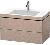 Lavabo para muebles Duravit L-Cube c-bonded con base, colgante, 80x48 cm, 2 cajones, sin rebosadero, 1 agujero para grifo, LC6927O1111, Color: roble cachemir chapa de madera auténtica