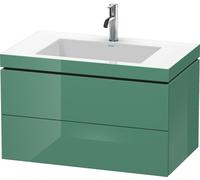 Lavabo para muebles Duravit L-Cube c-bonded con base, colgante, 80x48 cm, 2 cajones, sin rebosadero, 1 agujero para grifo, LC6927O0303, Color: Jade laca alto brillo