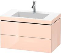 Lavabo para muebles Duravit L-Cube c-bonded con base, colgante, 80x48 cm, 2 cajones, sin rebosadero, 1 agujero para grifo, LC6927O1010, Color: Perla de albaricoque laca de alto brillo