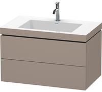 Lavabo para muebles Duravit L-Cube c-bonded con base, colgante, 80x48 cm, 2 cajones, sin rebosadero, 1 agujero para grifo, LC6927O4343, Color: Decoración Basalto Mate
