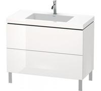 Lavabo para muebles Duravit L-Cube c-bonded con base de pie, 100x48 cm, 2 extraíbles, sin rebosadero, 1 agujero para grifo, LC6938O7979, Color: Nogal natural decorado