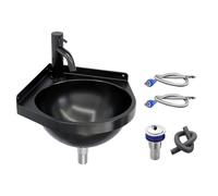 Lavabo pequeño de esquina, lavabo de acero inoxidable de montaje en pared, cuenco semicircular triangular con grifo, estación compacta de lavado de manos, accesorio de fontanería que ahorra espacio