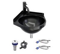 Lavabo pequeño montado en la pared - Acero inoxidable, cuenco de lavado triangular semicircular con grifo | Lavabo de esquina pequeño | Para baño, cocina, entrada de casa, lavadero, jardín, terraza,