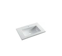 Lavabo rectangular de encimera blanco de 80 cm para baño moderno PALM de Unisan - Sin toallero / Con válvula redonda