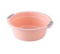 Lavabo redondo de plástico, lavabo de gran capacidad con asas dobles gruesas, lavabo multiusos para lavar verduras y frutas (grande, rosa melocotón)