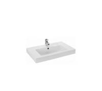 Lavabo semi encastrado 70 cm blanco moderno y funcional linha de Unisan - Sin sifón ni válvula de desagüe