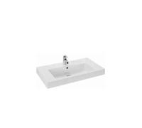 Lavabo semi encastrado de 80 cm en color blanco para baño moderno LINHA de Unisan - Con válvula redonda