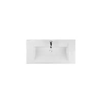 Lavabo semi encastrado de 90 cm blanco calidad y diseño moderno linha de Unisan - Con sifón y válvula redonda
