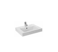 Lavabo semi encastrado rectangular de 60 cm color blanco elegante y moderno Linha de Unisan - Sin sifón ni válvula de desagüe