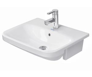 Lavabo semiempotrado DuraStyle 55cm de Duravit con rebosadero, con bancada de grifo, 1 agujero de grifo, 0375550000, Color: Blanco