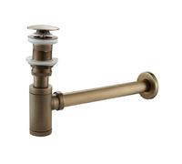 Lavabo sifónico Basin Pop Up Drain Brass Bathroom Sink Siphon Drains Bottle Trap P-TRAP Pipe Waste Wall Drainage Kit(Color15)