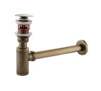 Lavabo sifónico Basin Pop Up Drain Brass Bathroom Sink Siphon Drains Bottle Trap P-TRAP Pipe Waste Wall Drainage Kit(4-2-Hole)