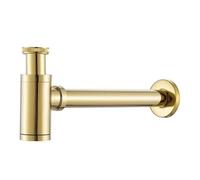 Lavabo sifónico Basin Pop Up Drain Brass Bathroom Sink Siphon Drains Bottle Trap P-TRAP Pipe Waste Wall Drainage Kit(Gold-2)