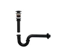 Lavabo sifónico Bathroom Drain Hose P-TRAP Kit Sink Drainpipe Basin Pop Up Tube Brass Washbasin Wall Floor Flushing Pipe(Black P trap hole)