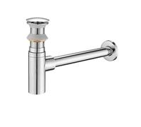 Lavabo sifónico Bottle Trap Brass Siphon Oil Rubbed P-TRAP Bathroom Vanity Basin Pipe Waste With Pop Up Drain(Chrome C)