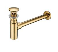 Lavabo sifónico Bottle Trap Brass Siphon Oil Rubbed P-TRAP Bathroom Vanity Basin Pipe Waste With Pop Up Drain(Gold B)