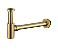 Lavabo sifónico Bottle Trap Round Siphon Antique Brass P-TRAP Bathroom Vanity Basin Pipe Waste Kit Hardware(Dark Gold)