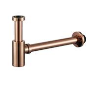 Lavabo sifónico Bottle Trap Round Siphon Antique Brass P-TRAP Bathroom Vanity Basin Pipe Waste Kit Hardware(Rose Gold)