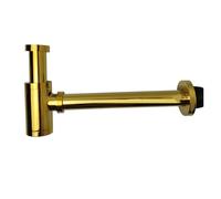 Lavabo sifónico Brass Body Basin Wast Drain Wall Connection Plumbing P-traps Wash Pipe Bathroom Sink Trap(Dark gold)